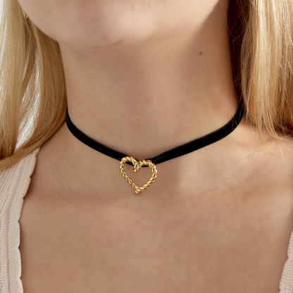 Collier d'amour en flanelle avec pendentif en acier inoxydable