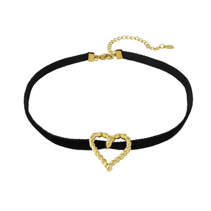 Collier d'amour en flanelle avec pendentif en acier inoxydable