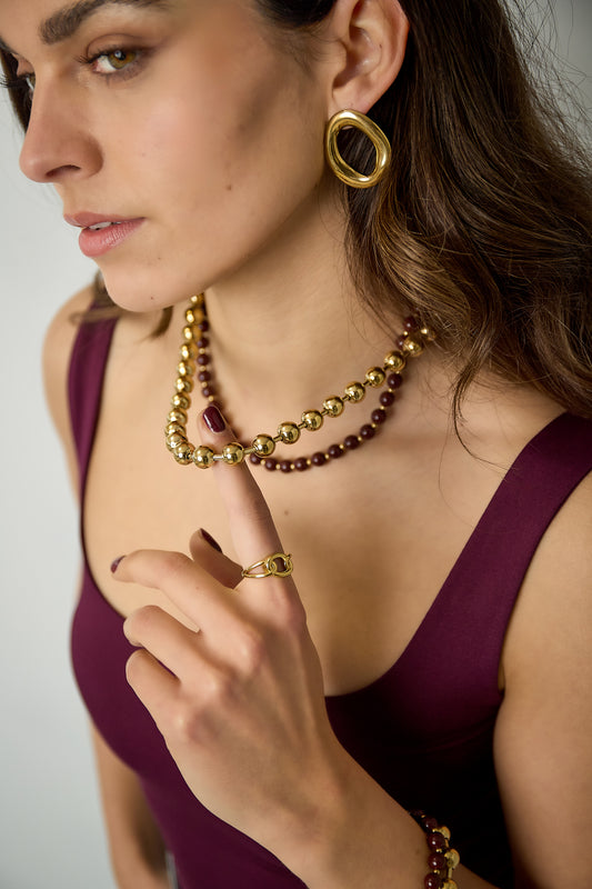 collier multi rangs perles acrylique