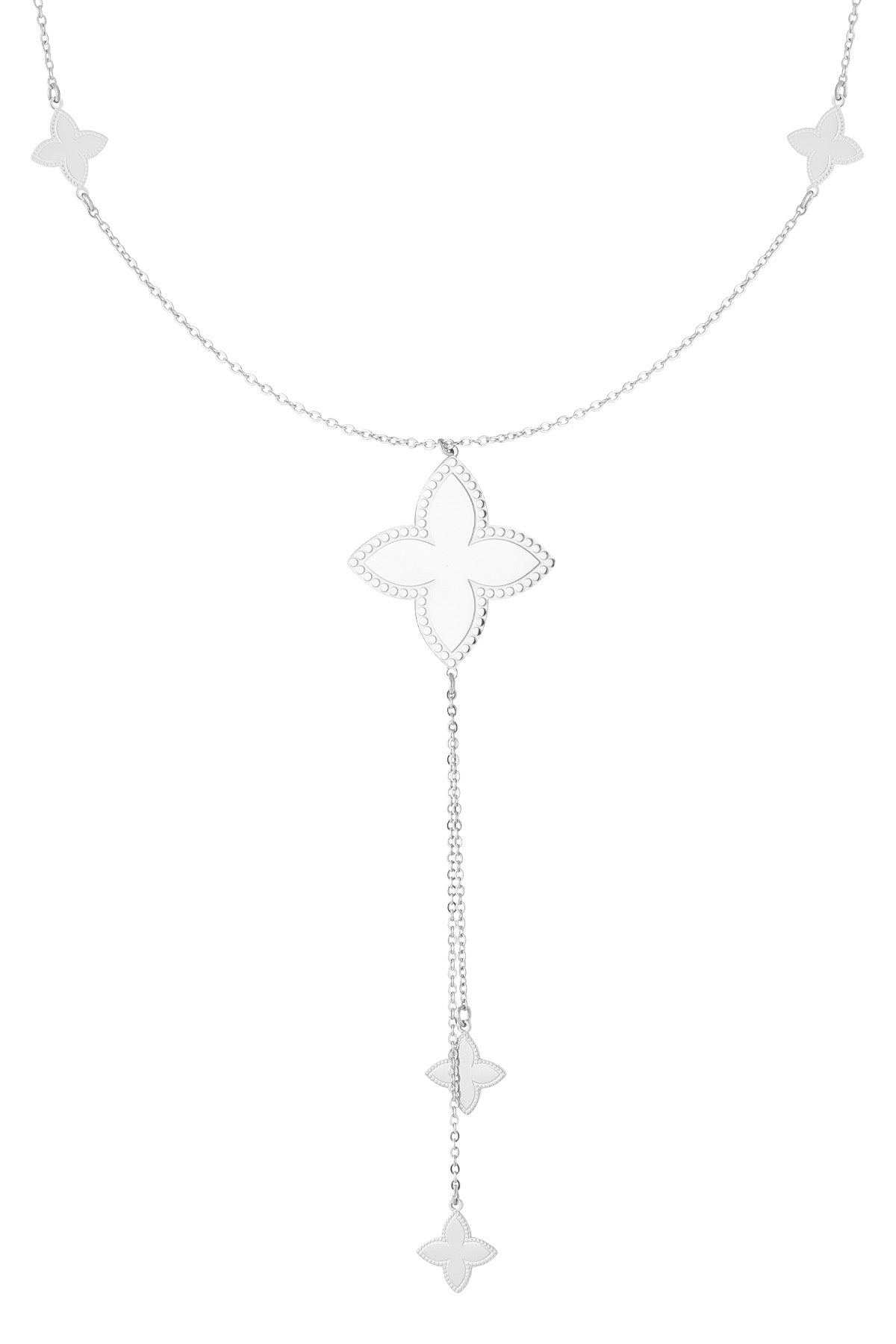 Collier long avec pendentifs trèfle