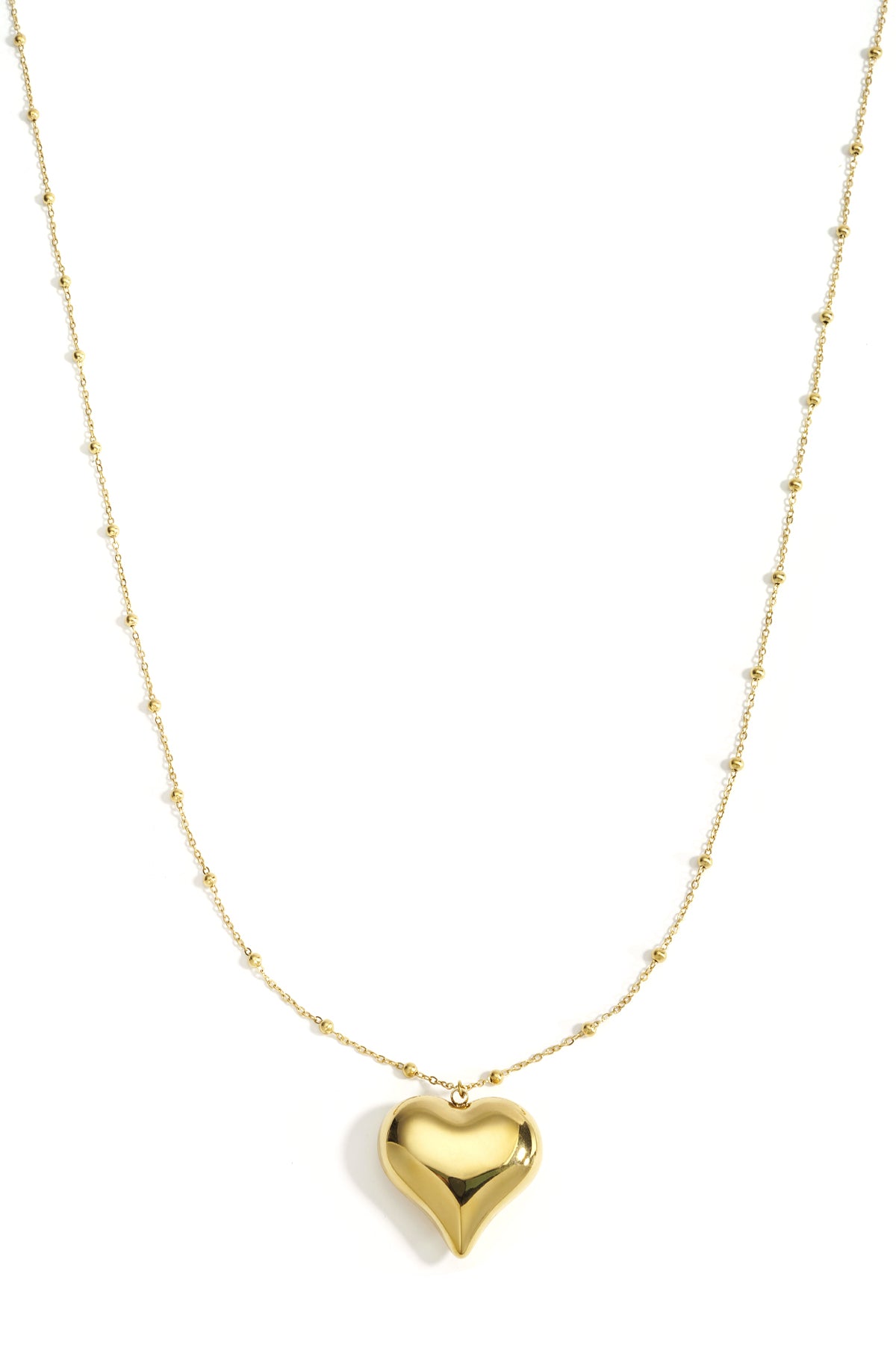 Collier long cœur en acier inoxydable