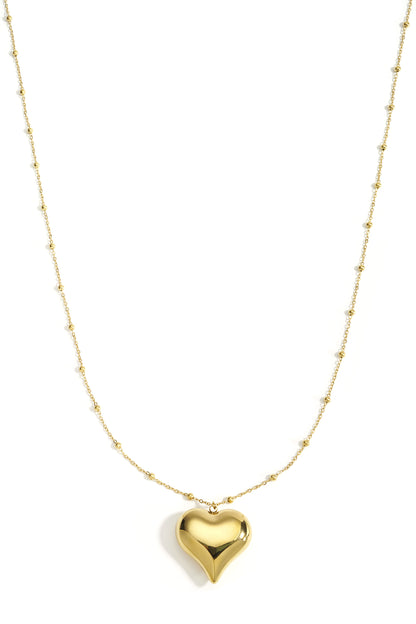 Collier long cœur en acier inoxydable