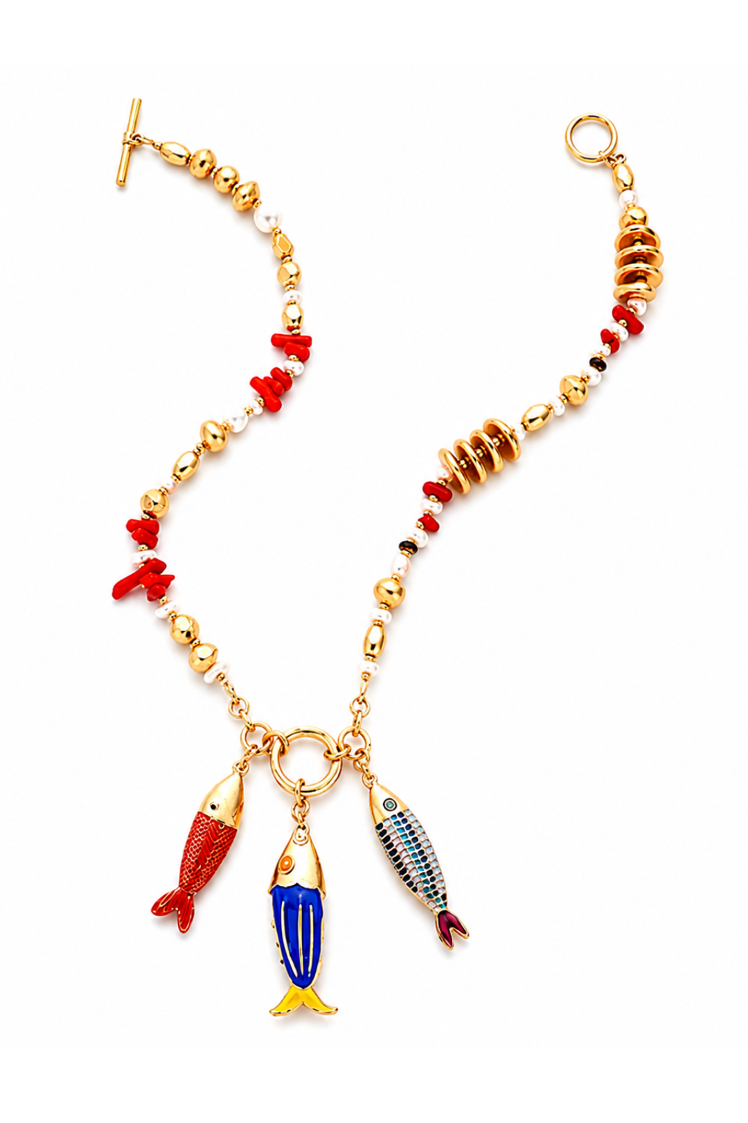 Collier nautique perles et poissons