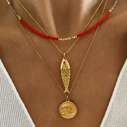 Collier en acier inoxydable avec pendentif poisson 