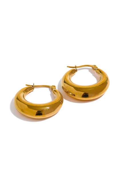 Créoles Bombées Dorées Femme – Boucles d'Oreilles Acier Inoxydable