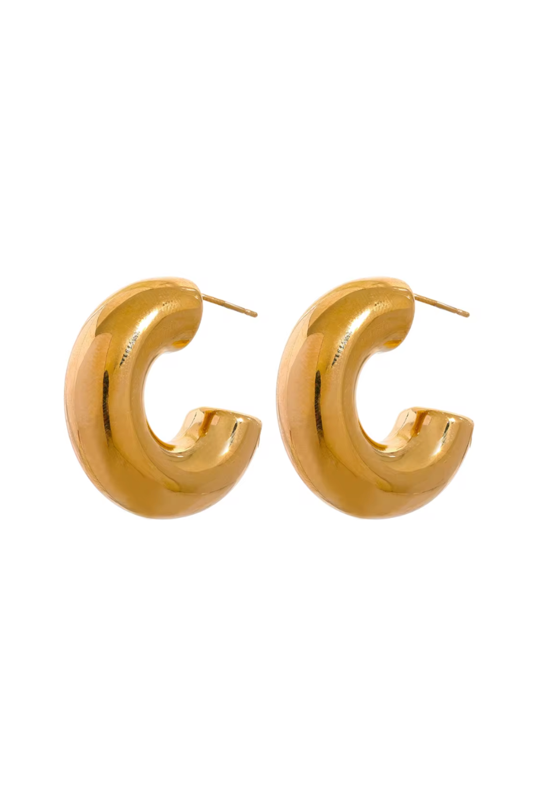 Créoles Épaisses Dorées Femme – Boucles d'Oreilles Acier Inoxydable