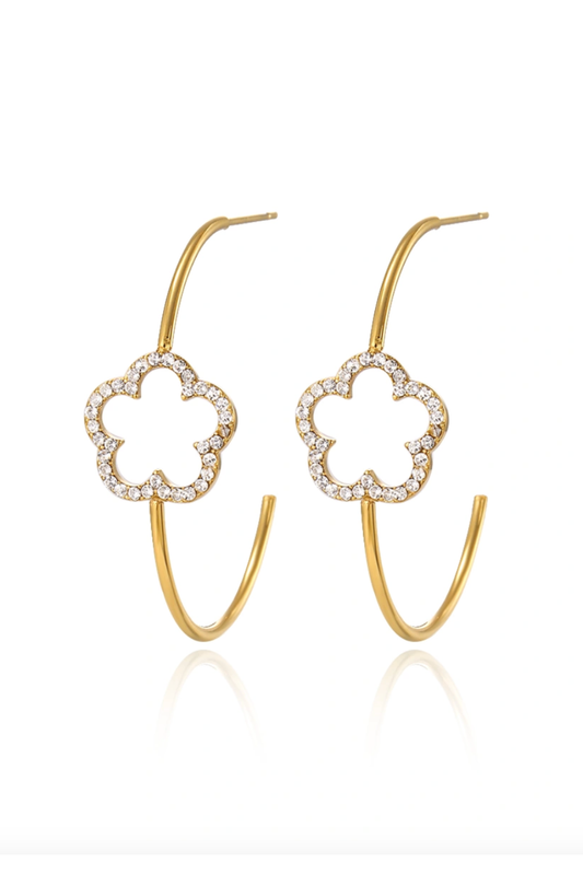 Créoles trèfle femme en acier inoxydable