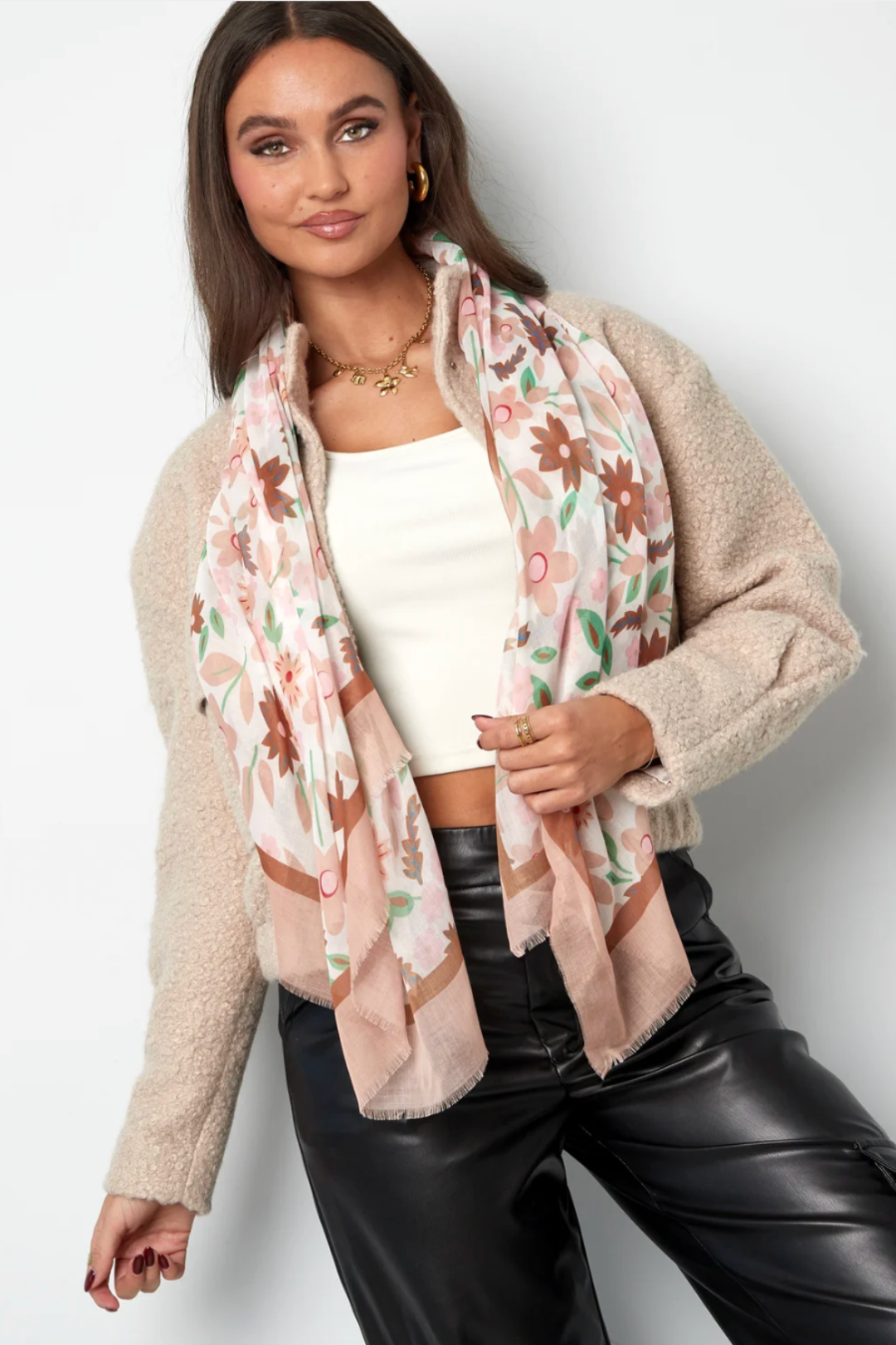 Écharpe Fleurie Rose Femme – Foulard Léger Imprimé Floral