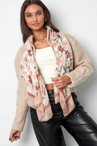 Écharpe Fleurie Rose Femme – Foulard Léger Imprimé Floral