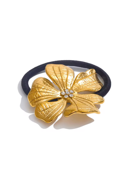 Elastique Cheveux Fleur Doré