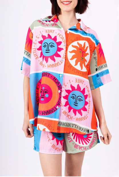 Ensemble Imprimé Chemise et Short Femme