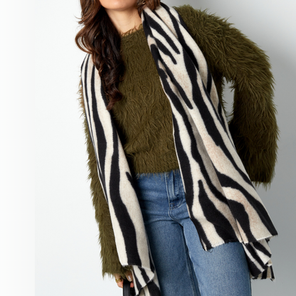 Foulard imprimé zèbre noir