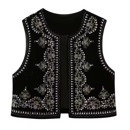 Gilet Sans Manche Brodé Femme