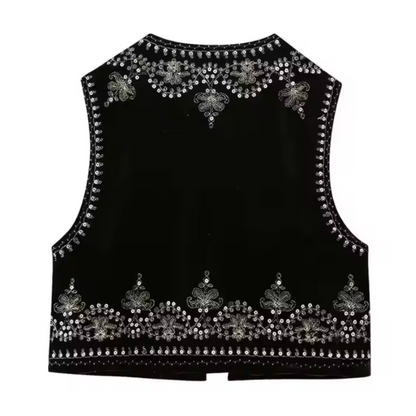 Gilet Sans Manche Brodé Femme