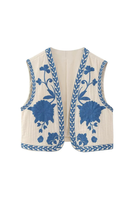 Gilet sans manches brodé