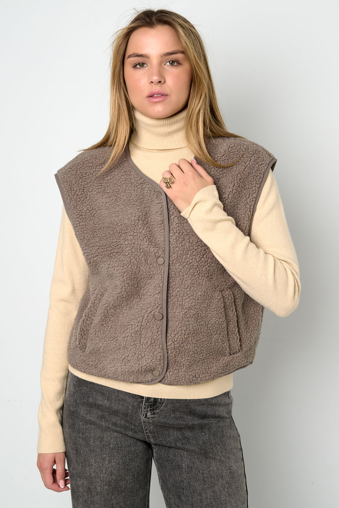Gilet sans manches en peluche ultra doux pour femme