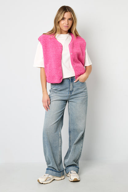 Gilet sans manches en peluche ultra doux pour femme