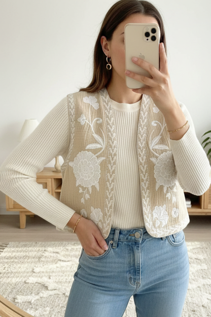 Gilet sans manches femme BEIGE