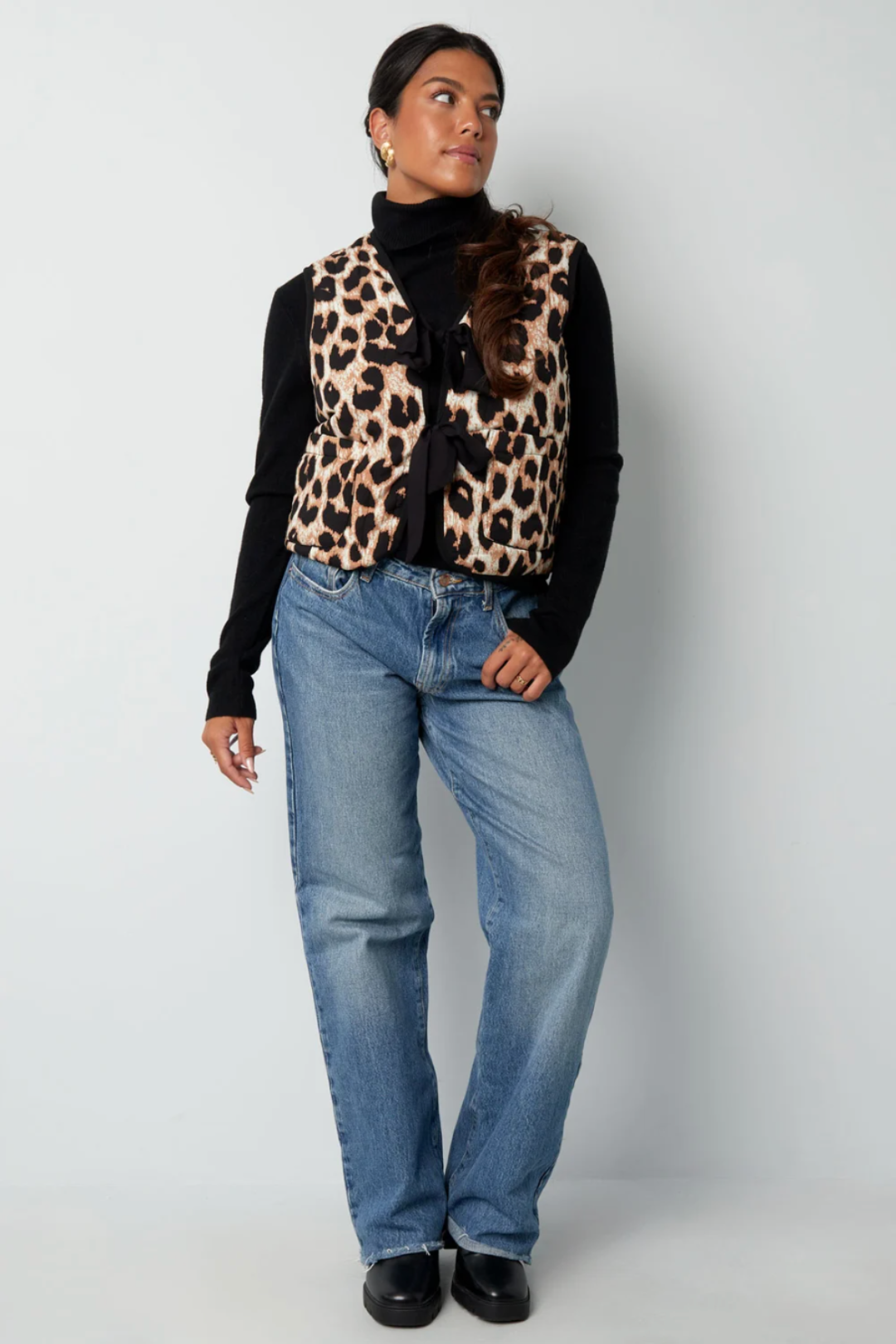Gilet sans manches imprimé léopard
