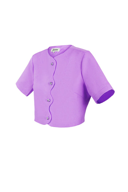 Haut à manches courtes ondulé