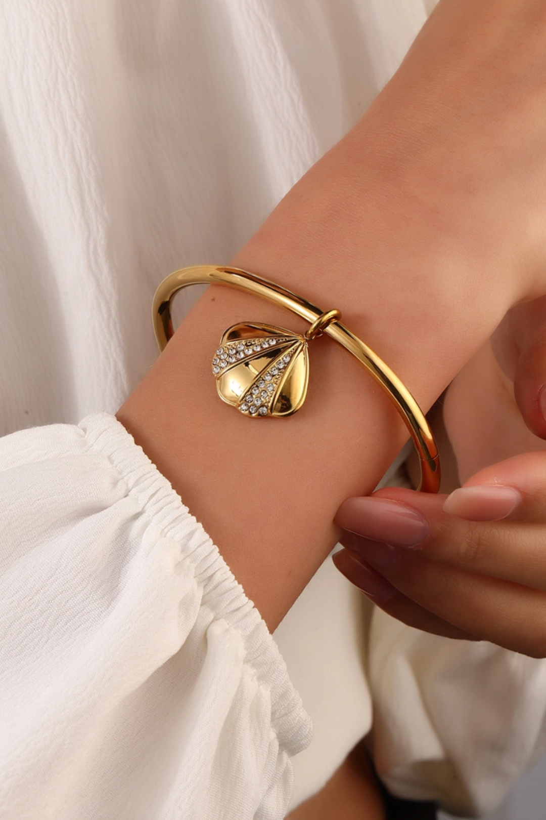 Bracelet jonc coquillage acier inoxydable résistant à l’eau