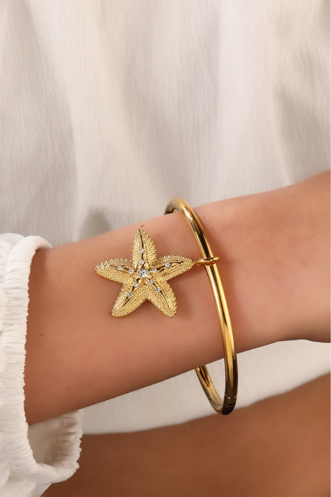 Jonc étoile de mer en acier inoxydable femme