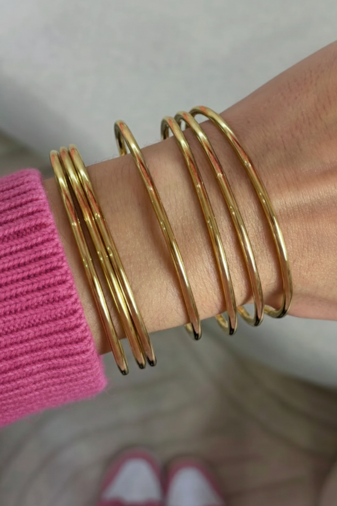 Lot de 7 bracelets jonc dorés en acier inoxydable