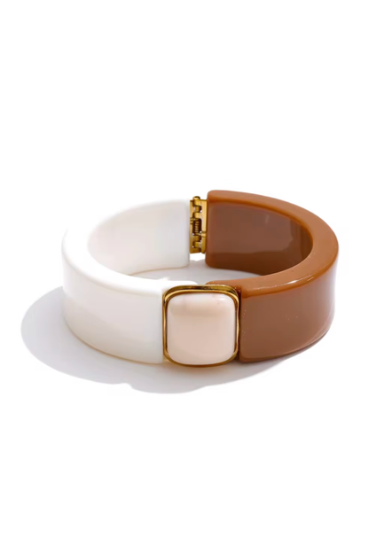Manchette Acrylique marron blanc