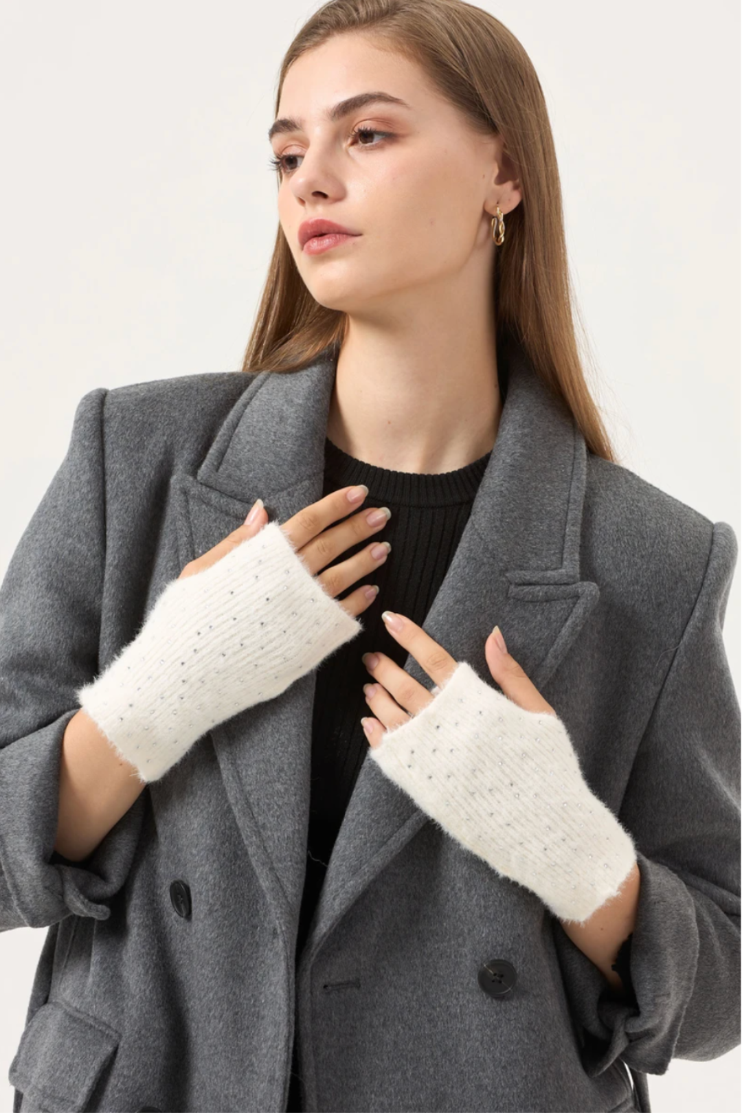 Mitaines Tricotées à Strass