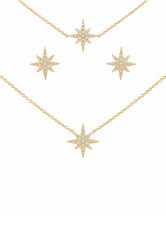 Parure Étoile Polaire Zircon dorée