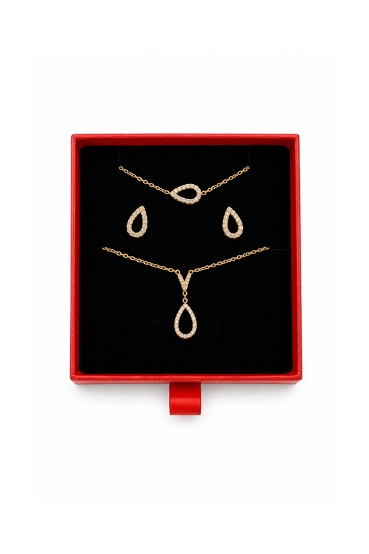 Parure Goutte Zircon Élégance dorée