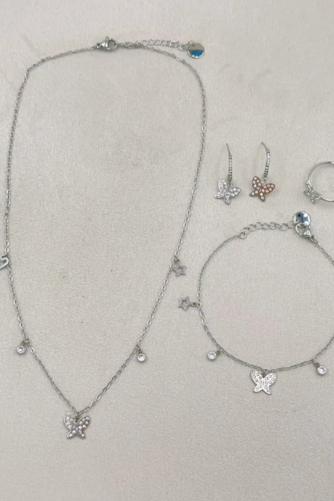 Parure bijoux papillon en acier inoxydable