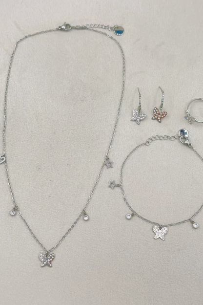 Parure bijoux papillon en acier inoxydable