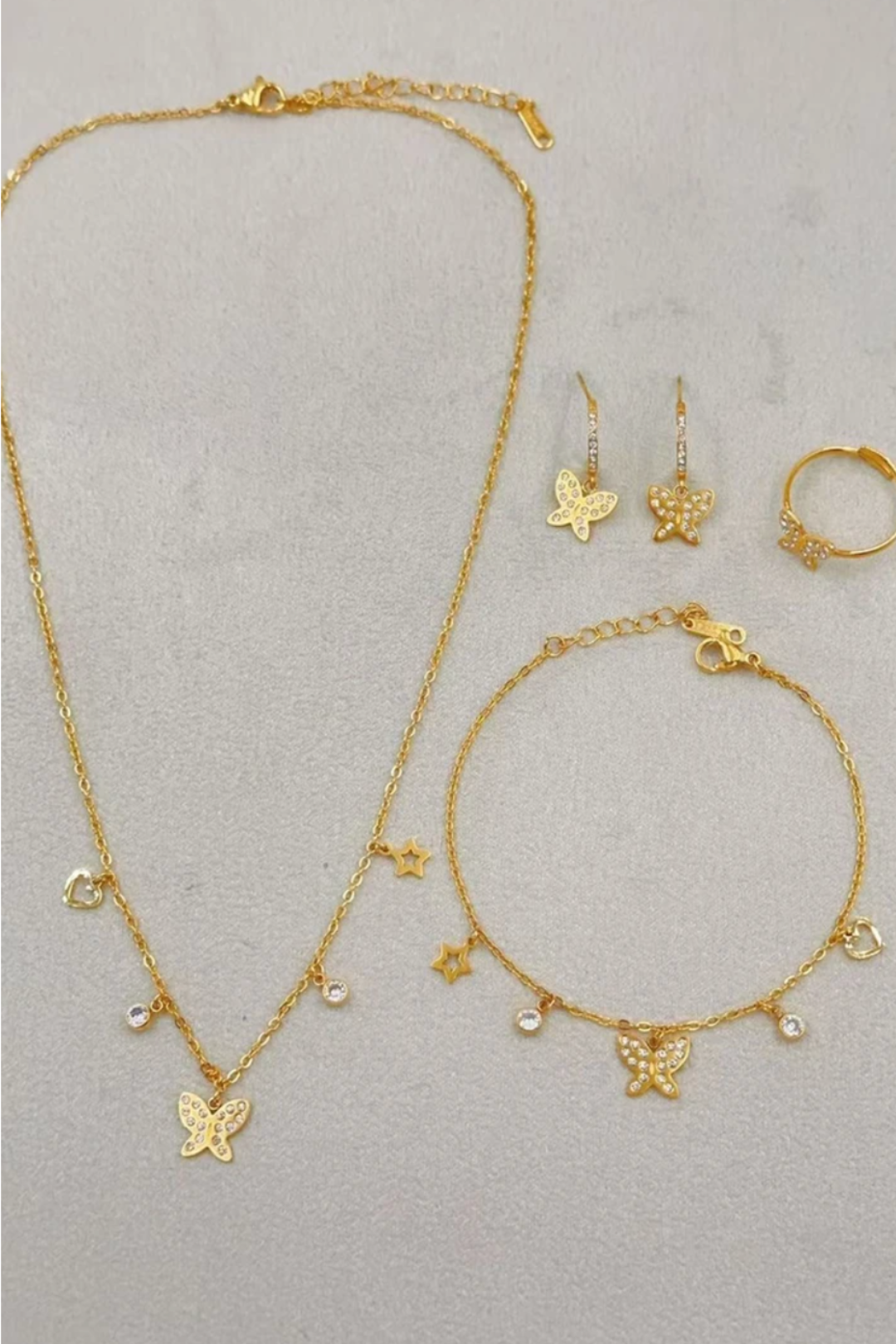 Parure bijoux papillon en acier inoxydable
