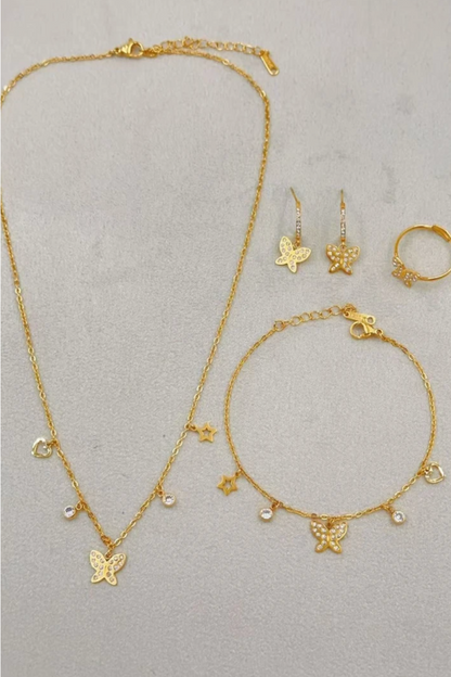 Parure bijoux papillon en acier inoxydable