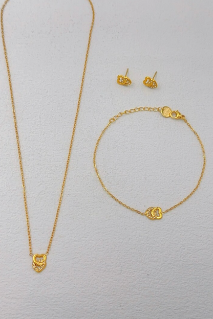 Parure de Bijoux Cœurs en Acier Inoxydable