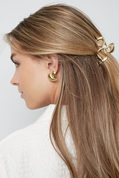 Pince à cheveux nœud doré avec perle