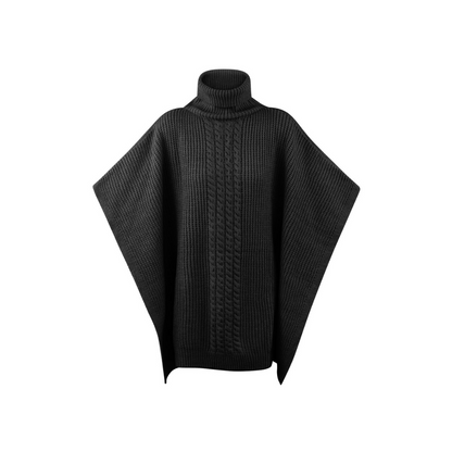 Poncho noir chic pour femmes, en polyester