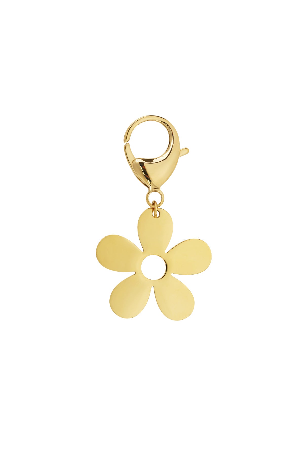Porte-clés fleur dorée en acier inoxydable