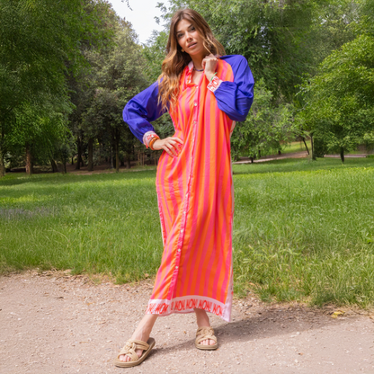 Robe chemise longue avec boutonnière