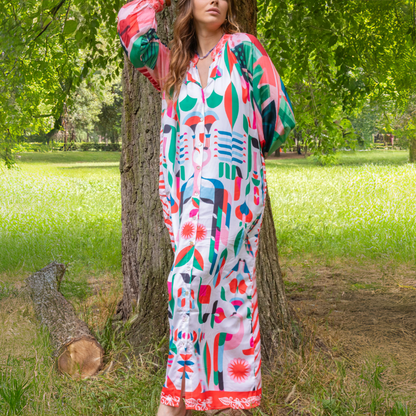 Robe chemise longue avec boutonnière