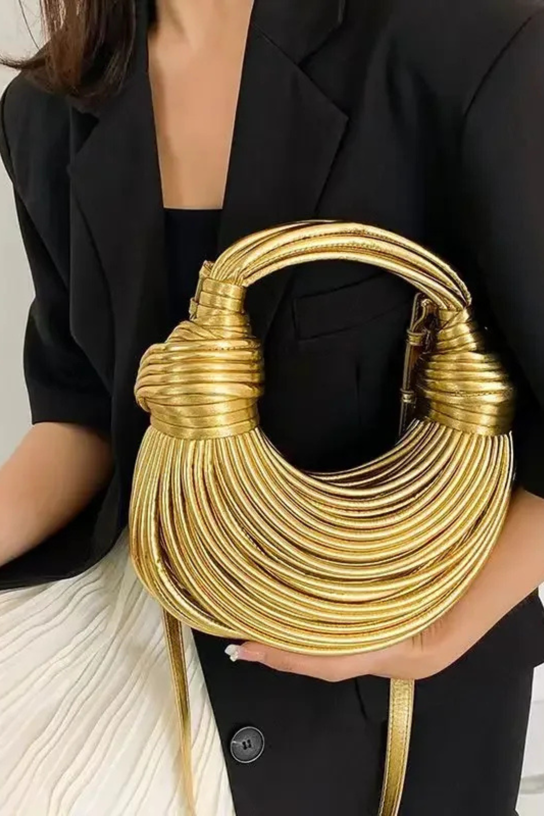 Sacs à main nouilles doré