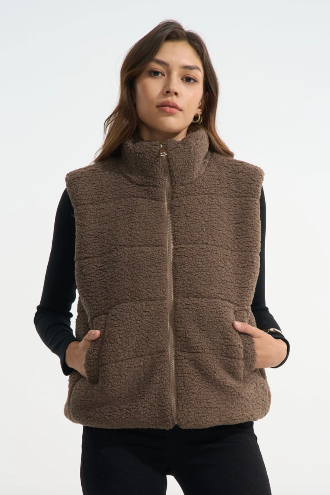 Veste Sans Manches Effet Peau de Mouton