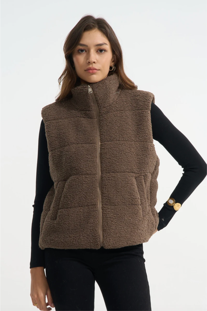 Veste Sans Manches Effet Peau de Mouton