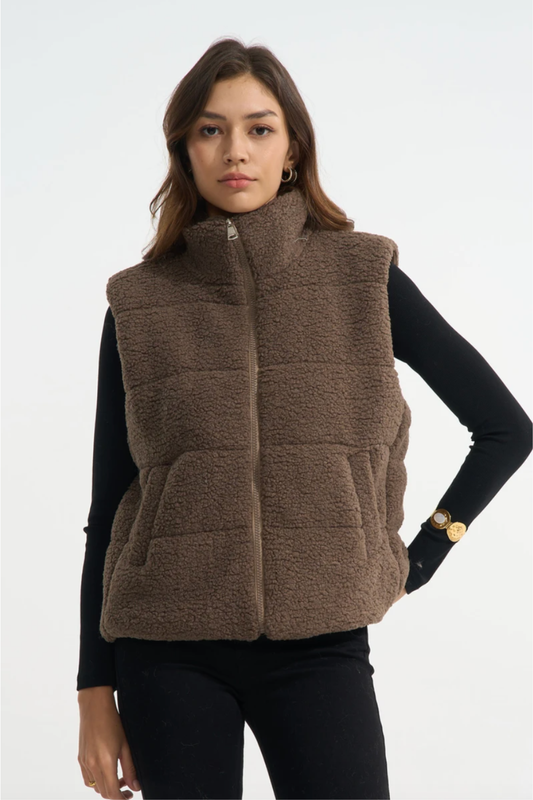 Veste Sans Manches Effet Peau de Mouton