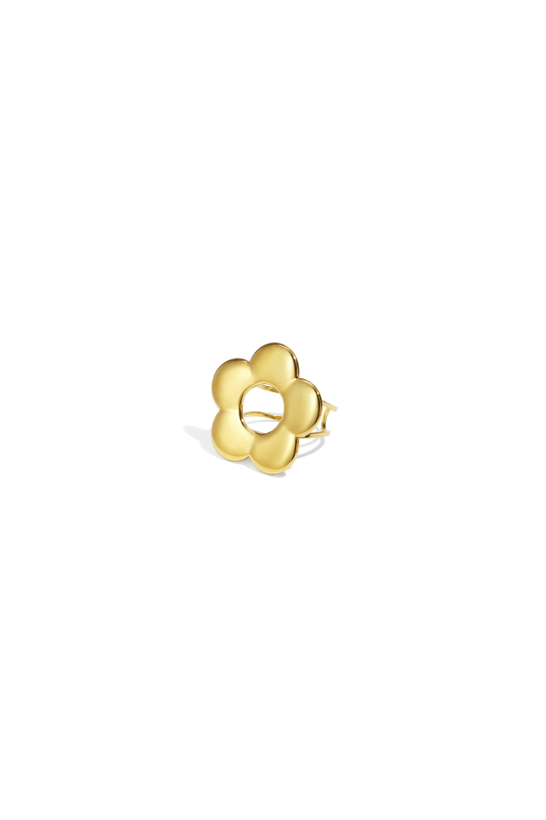 Bague fleur dorée à cinq pétales avec centre ouvert