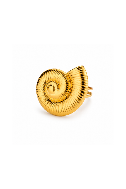 Bague nautile dorée ajustable en acier inoxydable