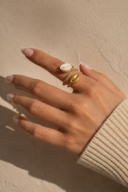 bague coquillage dorée