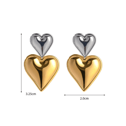Boucles d'Oreilles Deux Cœurs - Moon Accessoires