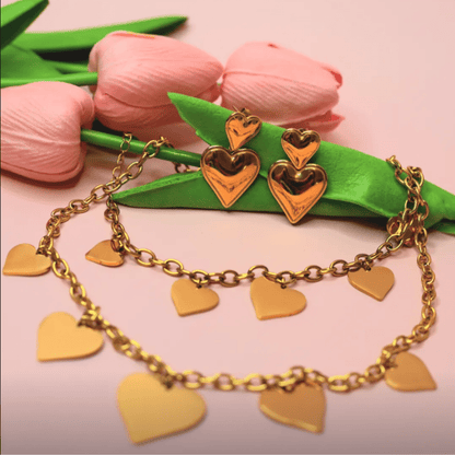 Boucles d'Oreilles Deux Cœurs - Moon Accessoires